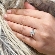 Load image into Gallery viewer, 14k solid white gold princess cut Moissanite engagement ring deco Bridal Wedding Anniversary Solitaire Four Prong Setting 2.00ct
