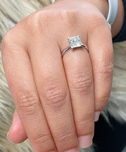 Load image into Gallery viewer, GIA/IGI 14k Solid White Gold Princess Cut Diamond Engagement Ring Deco Bridal Wedding Anniversary Solitaire Four Prong Setting 1.50ct F-VS2