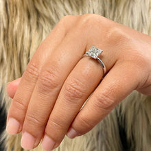 Load image into Gallery viewer, 14k solid white gold princess cut Moissanite engagement ring deco Bridal Wedding Anniversary Solitaire Four Prong Setting 2.00ct