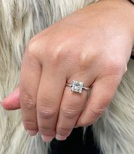 Load image into Gallery viewer, 14k solid white gold princess cut Forever One Moissanite engagement ring deco Bridal Wedding Anniversary Solitaire Four Prong Setting 2.00ct