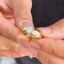 Load image into Gallery viewer, 14k Solid Yellow Gold Round Cut Natural Diamond Engagement Ring Semi Bezel Set, Bridal, Wedding 0.70ct
