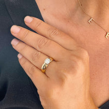 Load image into Gallery viewer, 14k Solid Yellow Gold Round Cut Forever One Moissanite Engagement Ring Semi Bezel Set, Bridal, Wedding 0.90ct