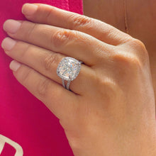 Load image into Gallery viewer, Large 5.70Ctw Women's 14k Solid White Gold Cushion Cut Moissanite And Natural Diamond Engagement Ring Bridal Wedding Halo