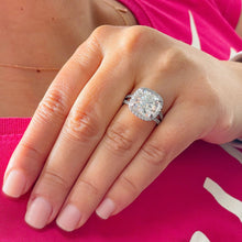 Load image into Gallery viewer, Large 5.70Ctw Women's 14k Solid White Gold Cushion Cut Moissanite And Natural Diamond Engagement Ring Bridal Wedding Halo