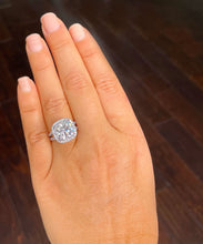 Load image into Gallery viewer, Large 5.70Ctw Women's 14k Solid White Gold Cushion Cut Forever One Moissanite And Natural Diamond Engagement Ring Bridal Wedding Halo