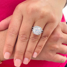 Load image into Gallery viewer, Large 5.70Ctw Women's 14k Solid White Gold Cushion Cut Forever One Moissanite And Natural Diamond Engagement Ring Bridal Wedding Halo