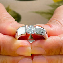 Load image into Gallery viewer, 14k Solid And Heavy White Gold Round Cut Forever One Moissanite Engagement Ring Semi Tension Set Solitaire 1.00ctw