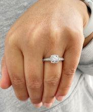 Load image into Gallery viewer, Halo Style 14k Solid White Gold Round Cut Forever One Moissanite and Natural Diamonds Engagement Ring 1.30ctw
