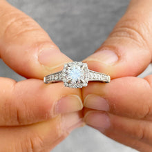 Load image into Gallery viewer, Halo Style 14k Solid White Gold Round Cut Forever One Moissanite and Natural Diamonds Engagement Ring 1.30ctw
