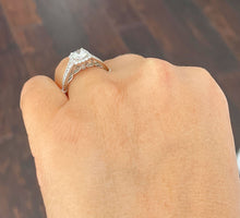 Load image into Gallery viewer, Halo Style 14k Solid White Gold Round Cut Forever One Moissanite and Natural Diamonds Engagement Ring 1.30ctw