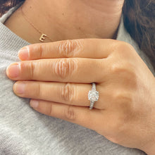 Load image into Gallery viewer, 14k Solid White Gold Round Cut Natural Diamond Engagement Ring Halo Bridal Wedding Prong Set 1.20ctw
