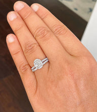 Load image into Gallery viewer, 14K White Gold Oval Cut Moissanite And Natural Diamond Engagement Ring And Band Set 1.80ctw