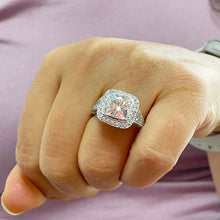 Load image into Gallery viewer, 14k Solid White Gold Cushion Cut Forever One Moissanite and Diamond Bezel Engagement Ring Bridal Halo, Wedding, Anniversary 4.80ctw