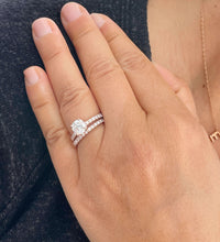 Load image into Gallery viewer, GIA/IGI Certified 14k Solid Rose Gold Cushion And Round Cut Diamond Engagement Ring And Band Art Deco Halo Wedding Bridal Set 2.30ctw