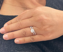 Load image into Gallery viewer, GIA/IGI Certified 14k Solid Rose Gold Cushion And Round Cut Diamond Engagement Ring And Band Art Deco Halo Wedding Bridal Set 2.30ctw