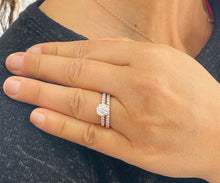 Load image into Gallery viewer, 14k Solid Rose Gold Cushion Cut Forever One Moissanite and Natural Diamond Engagement Ring And Band Bridal Wedding 2.20ct