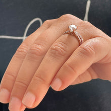 Load image into Gallery viewer, 14k Solid Rose Gold Cushion Cut Moissanite and Natural Diamond Engagement Ring And Band Bridal Wedding 2.20ct