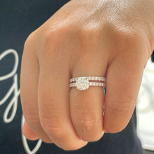 Load image into Gallery viewer, GIA/IGI Certified 14k Solid Rose Gold Cushion And Round Cut Diamond Engagement Ring And Band Art Deco Halo Wedding Bridal Set 2.30ctw