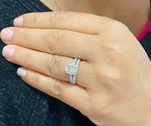 Load image into Gallery viewer, 14k White Gold Emerald Cut Moissanite And Round Cut Natural Diamond Engagement Ring Halo Wedding, Bridal, Deco 1.80ct