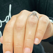 Load image into Gallery viewer, 14k White Gold Emerald Cut Moissanite And Round Cut Natural Diamond Engagement Ring Halo Wedding, Bridal, Deco 1.80ct