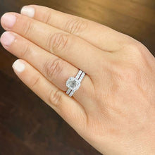 Load image into Gallery viewer, 14k White Gold Emerald Cut Forever One Moissanite And Round Cut Natural Diamond Engagement Ring Halo Wedding, Bridal, Deco 1.80ct