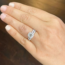 Load image into Gallery viewer, 14k Solid White Gold Emerald And Round Cut Natural Diamond Engagement Ring And Band Halo Bridal Wedding 1.80ct