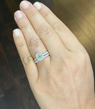 Load image into Gallery viewer, 14k Solid White Gold Emerald And Round Cut Natural Diamond Engagement Ring And Band Halo Bridal Wedding 1.80ct