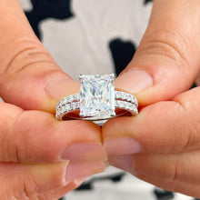 Load image into Gallery viewer, Stunning 5.50ct set in 14k Solid White Gold Radiant Cut Moissanite Engagement Ring And Band bridal set