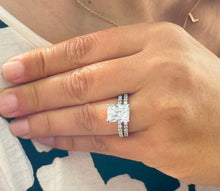 Load image into Gallery viewer, Stunning 5.50ct set in 14k Solid White Gold Radiant Cut Moissanite Engagement Ring And Band bridal set