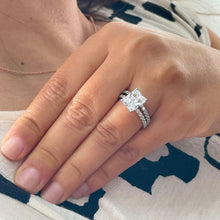 Load image into Gallery viewer, Stunning 5.50ct set in 14k Solid White Gold Radiant Cut Moissanite Engagement Ring And Band bridal set