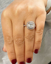 Load image into Gallery viewer, 14k Rose Solid Gold Cushion Cut Forever One Moissanite and Natural Diamond Engagement Ring Bezel Set, Bridal, Wedding, Deco 3.30ct