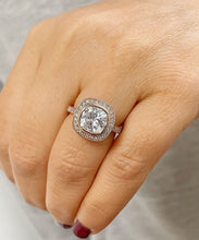 Load image into Gallery viewer, GIA/IGI Certified 14k Rose Solid Gold Cushion And Round Cut Diamond Engagement Ring Bezel Set, Bridal, Wedding, Deco 2.50ct