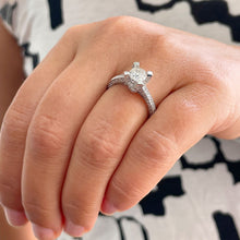 Load image into Gallery viewer, GIA/IGI Certified 14k Solid White Gold Round Cut Diamond Engagement Ring Halo 1.70ctw