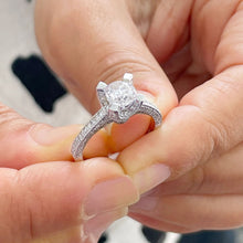 Load image into Gallery viewer, GIA/IGI Certified 14k Solid White Gold Round Cut Diamond Engagement Ring Halo 1.70ctw