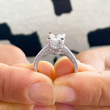 Load image into Gallery viewer, GIA/IGI Certified 14k Solid White Gold Round Cut Diamond Engagement Ring Halo 1.70ctw