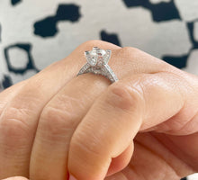 Load image into Gallery viewer, GIA/IGI Certified 14k Solid White Gold Round Cut Diamond Engagement Ring Halo 1.70ctw