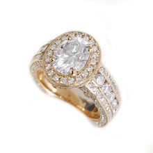 Load image into Gallery viewer, 14K Solid Rose Gold Oval Cut Moissanite And Natural Diamond Engagement Ring Deco Bridal Wedding Anniversary Halo 4.00ct