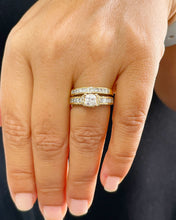 Load image into Gallery viewer, GIA/IGI Certified 14k Solid Yellow Gold Princess And Round Cut Diamond Engagement Ring And Band Bridal Wedding Set 3.00ct F-VS2