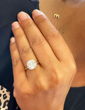 Load image into Gallery viewer, 14K Solid Yellow Gold Cushion Cut Forever One Moissanite And Round Cut Natural Diamonds Engagement Ring Solitaire Four Prong set 4.00ctw