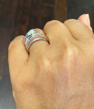 Load image into Gallery viewer, GIA/IGI Certified 14k White Gold Round And Princess Cut Diamond Engagement Ring Band Tension 1.70ct F-VS2