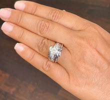 Load image into Gallery viewer, 14k Solid And Heavy White Gold Round Moissanite Engagement Ring And Band Natural Diamond Tension Set 1.70ct