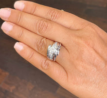 Load image into Gallery viewer, 14k Solid And Heavy White Gold Round Cut Natural Diamond Engagement Ring And Band Tension 1.70ctw