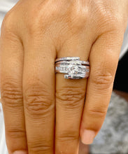 Load image into Gallery viewer, 14k Solid And Heavy White Gold Round Cut Natural Diamond Engagement Ring And Band Tension 1.70ctw