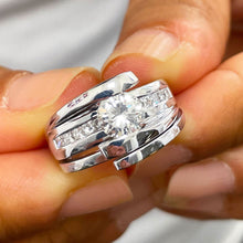 Load image into Gallery viewer, 14k Solid And Heavy White Gold Round Moissanite Engagement Ring And Band Natural Diamond Tension Set 1.70ct