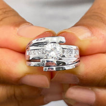 Load image into Gallery viewer, 14k Solid And Heavy White Gold Round Cut Natural Diamond Engagement Ring And Band Tension 1.70ctw