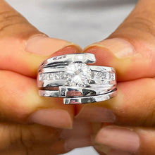 Load image into Gallery viewer, GIA/IGI Certified 14k White Gold Round And Princess Cut Diamond Engagement Ring Band Tension 1.70ct F-VS2