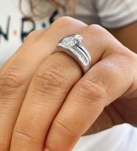 Load image into Gallery viewer, 14k Solid And Heavy White Gold Round Moissanite Engagement Ring And Band Natural Diamond Tension Set 1.70ct