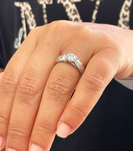 Load image into Gallery viewer, 14K Solid White Gold Round Cut Forever One Moissanite And Natural Diamonds Semi Bezel Set Engagement Ring 0.96ct