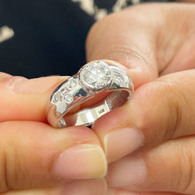 Load image into Gallery viewer, GIA/IGI Certified 14k Solid Heavy White Gold Round Cut Diamonds Semi Bezel Engagement Ring Wedding 1.06ct F-VS2
