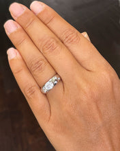 Load image into Gallery viewer, 14K Solid White Gold Round Cut Moissanite And Natural Diamonds Semi Bezel Set Engagement Ring 0.96ct